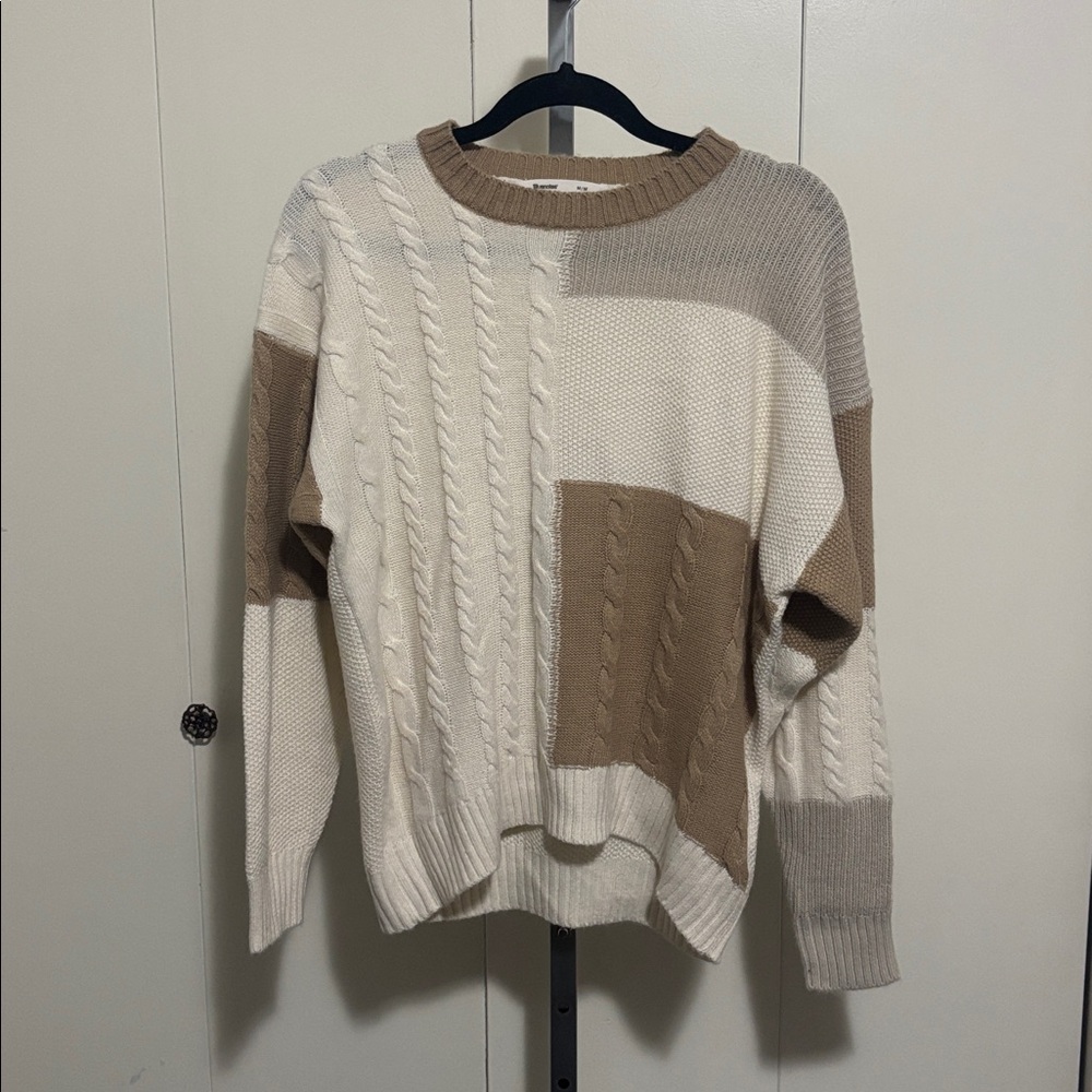 Colorblock Cable Knit Sweater